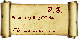 Pohorely Bogárka névjegykártya